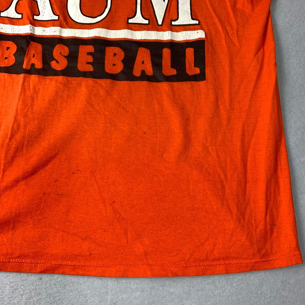 Vintage Auburn Montgomery Baseball Shirt Large Orange Tee Made in USA AUM - Picture 5 of 12